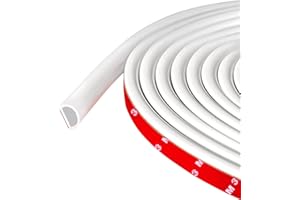 PROTALWELL Weather Stripping Door Seal Self Adhesive Weather Strip Silicone D Shaped Sealing Strip for Door/Window Frame, 6m Length, White Color (9mm W × 6mm T)