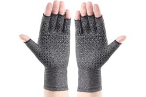 JESATA Fingerless Compression Arthritis Gloves for Men & Women | Breathable Pressure Gloves with Silicone Dots for Support & Warmth | Relief Pain, Rheumatoid, Arthritis, Swelling & Tendonitis Pain (Large)
