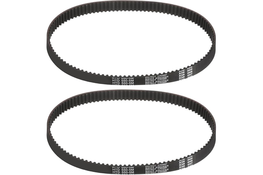 sourcing map 2pcs HTD-5M Rubber Timing Belt 110 Teeth, 550mm Pitch Length x 15mm Width x 3.6mm Height, Closed Loop Pulley Timing Belt