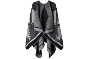 OOPOR Poncho Tejer Invierno de Mujer - Chal Lana Tela Escocesa Grande Bata Cardigan Acogedor Fular Crochet Capa Suave para Ropa Boda Jersey Mantón Casa Navidad Festival Disfraz ​Otoño Regalo 9 Color