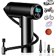 Newfun Cordless Tyre Inflator Air Compressor, Car Tyre Inflator 12V with 4 Nozzle Adapters, LED Light, Storage Bag, Digital Car Tyre Pump for Tyres, Motorcycle, Bicycle, Swimming Ring