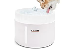 CLASSMARK Fontanna Dla Kota i Psa - 2-Litrowa Miska Do Picia Z Filtrem Z Węglem Aktywnym - Dozownik Wody Dla Zwierząt - Super Cicha Pompa (Biały)