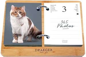 DRAEGER PARIS 1886 DRAEGER PARIS | Cofanetto Agenda effemeride Yvon Gats, gennaio-dec 2024, base bambù | 365 giorni 365 fogli | Agenda da ufficio |7 lingue | Carta certificata FSC®, stampata con inchiostri vegetali