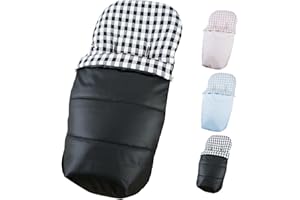Saco Silla Paseo Universal Impermeable - Uso como Saco en Invierno o como Funda de Silla en Verano - Hecho en España por Trimatt- Color ECOPIEL CUADROS VICHY NEGRO