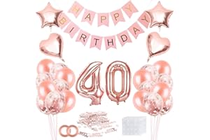 BLUELVES 40 Anni Compleanno Donna, Addobbi 40 Anni Compleanno Donna, Palloncini 40 Anni Donna, Decorazioni Compleanno Rosa Gold, Compleanno Banner