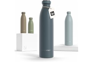 LARS NYSØM Gourde INOX 750ml | 0.75L Bouteille d’eau isolée | Gourde étanche pour Le Sport, la Bicyclette, Les Enfants (Stone Blue, 750ml)