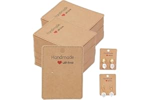AAED 100 Stück Schmuck Verpackung,Ohrring Ständer,Earring Holder,Schmuck Display Karten,Kraftpapier Ohrring Halterung,für DIY Ohrstecker und Ohrringe,6.5X5CM
