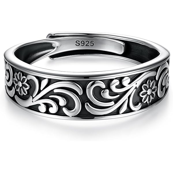Anello Argento 925 Con Onice Nero – Stile Filigrana Classico Antico – Nickel Free