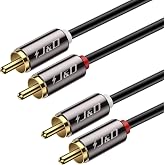 J&amp;D 3m Gold Plated RCA Cable Stereo Audio Cable 2 x 2 Cinch, RCA Stereo Male to Male, Compatible with Amplifier, Speaker, CD/