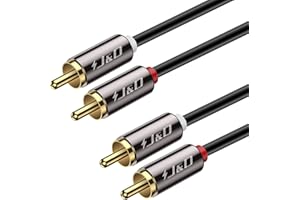 Kabel 2RCA do 2RCA, kabel J&D RCA pozłacany [miedziana powłoka] [Heavy Duty] 2 RCA męski na 2 RCA męski kabel stereo audio, kable RCA - 0,9 m