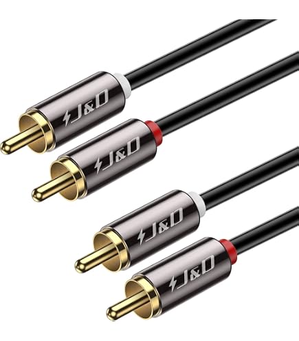 J&D Audio-Adapterkabel – 6,35 Mm (1/4 Zoll) Auf 2 RCA, 0,25 Meter, Vergoldete Stecker, Doppelt Abgeschirmt