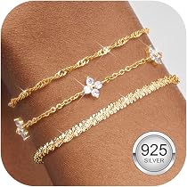 Lot De Bracelets Femme Plaqué Or 18k Et Argent - Ensemble Réglable, Style Empilable, Cadeau - 4