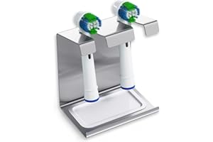 WIETRE Edelstahl Aufsteckbürsten Halter mit Auffangschale | passt für Oral-B, iO, Philips Sonicare, Waterpik, Fairywill | Zahnbürstenhalter Zahnbürstenkopf Bürstenkopf-Halterung (2er)