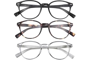 SKYWAY Blaulichtfilter Brille ohne Stärke Damen Herren, Klassische Leichte Runde Blaulicht Brille Blue Light Glasses Computerbrille Gaming Brille mit Federscharnier