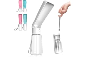 Canareen Foldable Dog Water Bottle for On the Go - Portable Pet Water Bottle for Dog Cat Outdoor Walking Hiking Travel (White, 550 ml)