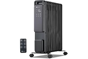 PureMate 2500W 11 Fin Oil Filled Radiator – Portable Electric Heater with Digital Screen, Touch Control, Eco Mode, Adjustable Thermostat, 3 Heat Modes, 24Hr Timer & Safety Protection