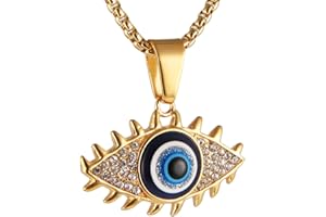 AsAlways 18K Gold Plated Stainless Steel Cubic Zirconia Evil Eye Horus Eye Guardian Eye of Justice