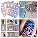 144 Pieces Nail Stamping Stencils Nails Stickers Set, 24 Sheets 72 Different Designs Nail Stamping Plates with 6 Nail Symbol Sponges