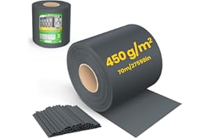 VOUNOT® Brise Vue Occultant Clôture en PVC 450 g/m² Protection Visuelle pour Jardin Lamelle Occultation 19 cm x 70 m avec 40 Clips de Fixation pour Panneau Grillagé Clôtures Rigides Anthracite