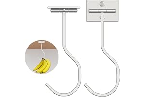 SAFFRUFF 2-Pack Silver Metal Banana Hanger, Under Cabinet Hooks For Bananas & More, Foldable, Magnets For Easy Storage
