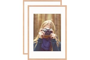 ATOBART OAK Wood Picture Photo Frame,Size in A3(29.7x42cm) without Mat and 18x24cm with Mat,Perspex Glass Front for Wall Mounting in Living Room,Bedroom,Gallery,Set of 2