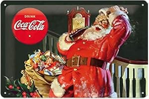 Nostalgic-Art Plaque Vintage Coca-Cola – Classic Santa – Idée de Cadeau pour Les Fans de Coke, en métal, Déco Design Retro, 20 x 30 cm