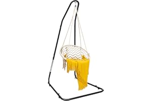 RELAX4LIFE Support Fauteuil Suspendu en 9 Hauteurs Réglables 195-235cm et Crochet de Sécurité, Support sur Pied pour Adulte et Enfant avec Charge Max 150 kg, 133,5x117x195-235cm (195-235 CM)