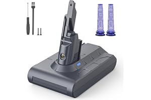 Replacement Battery for Dyson V7 - morpilot 6500mAh Li-ion Battery for Dyson V7 Vacuum Cleaner Series SV11 Fluffy Motorhead, Animal - with 2 Pack Filter