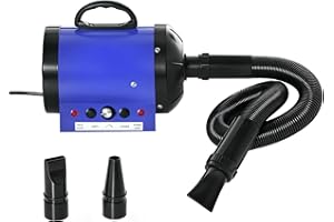 HOMCOM PawHut Séchoir Professionnel sèche-Poils toilettage pulseur sèche-Cheveux pour Chiens Chats Animaux 2800W Vitesse et température réglable 3 Buses interchangeables incluses Bleu