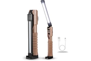 ONEVER Lampe de travail rechargeable, lampe d'inspection LED COB magnétique avec 7 modes de fonctionnement, affichage de l'alimentation, base magnétique et crochet pour camping, maison, atelier,