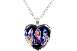 BCFSITNBH KPops Demon Hunters Necklace Huntrix Rumi Saja Boys Derpy Tiger K-pop Demon Hunters Merch Heart Pendant Necklace Accessories for Fans, Women, Girls