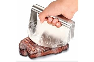 BLARIE Smash Burger Prensa Hamburguesas Acero Inoxidable - Prensa Redonda Profesional - Accesorio de Barbacoa Fácil de Limpiar - Antiadherente - Resistente y Duradera (Redonda Mango Metal)