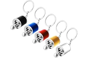 Flylin 5PCS Auto Shifter Keychain, Auto Gear Shifter Keychain, Multi-Color Alloy Metal Key Rings Car Accessories Pendant, Six Speed Manual Transmission Stick Shift Keyring Creative Fidget Toy