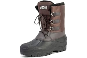 Polar Herren Muck Schnurstiefel – Kurze Winterstiefel aus Nylon, wasserdichte Duck Boots fur Schnee und Regen