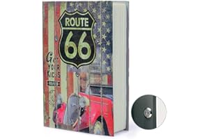 PACOLO Ablagebuch Safe Aufbewahrungsbox Wörterbuch geheime Safe Dose mit Sicherheit Zahlenschloss/Schlüssel Umleitungsbuch versteckter Safe (SCHLÜSSEL, Route 66)