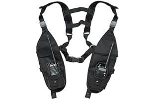 CYSSJF Walkie Talkie Chest Harness Covert Universal Double Radio Shoulder Harness Chest Holster Vest Rig for Police Firefighter Security and Construction Sites