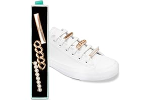 leazy Bling - Calzatura per scarpe da ginnastica, scarpe casual – Clip per scarpe in oro con strass, perline – Lacci ciondolo per ragazze e donne