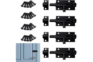 DAFENCAR Locking, 4 x Sliding Latches, Door Bolt Exterior with Screws, Easy Installation Lock Latch, Door Bolt for Garden Gate, Bathroom, Shed, Toilet, Bedroom (Black)