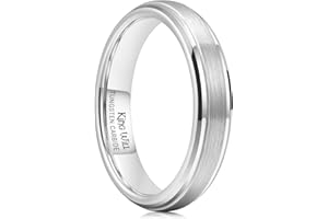 King Will Basic Men's Tungsten Carbide Ring 6mm/7mm/8mm Polished Beveled Edge Matte Brushed Finish Center Wedding Band