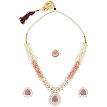 ZAVERI PEARLS Purple Dazzling Stones Austrian Diamonds