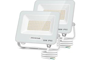 Aigostar Faretto LED da Esterno 50W, 4500LM, Faretti LED Esterno Naturale 4000K, Luce di Sicurezza Impermeabile IP65, Per Giardino, Cortile, Garage, Corridoio, Confezione da 2