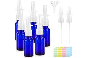 6 stycken 20 ml glas nässprayflaskor tomma – återanvändbara och påfyllningsbara sprayflaskor med munstycken, tratt, etiketter