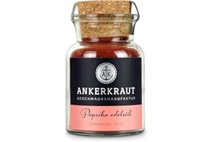 ‎ANKERKRAUT Ankerkraut Paprika edelsüß, Geschmack mild, fruchtig süß, rot, Pulver gemahlen, verfeinert Fleisch und Gemüse, Universal-Gewürz Premium Qualität, 70 g im Korkenglas
