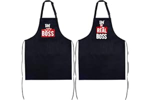 BETESSIN Grembiule Cucina Coppia Impermeabile Divertente Grembiuli da Barbecue Cuoco Chef Idea Regalo per Fidanzamento Matrimonio Anniversario