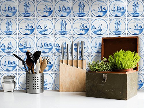 Fliesensticker Mosaikfliesen für Küche u. Bad Deko | Selbstklebende Fliesenbilder – Dekorative Fliesenfolie für Küchenrückwand und Fliesenspiegel | 10×10 cm – Motiv Holländische Fliese – 9 Stück - 2