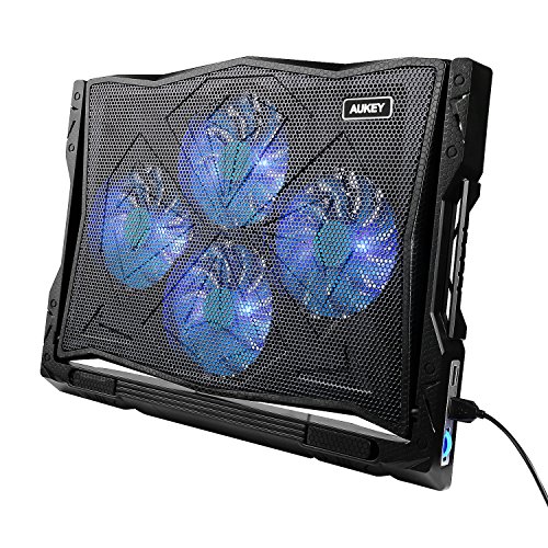 AUKEY Laptop Kühler 12-17 Zoll Ständer 5 Stufen Verstellbar, 4 Lüfter mit LEDs, 2 USB Ports, Cooling Pad Notebook Cooler Kühlpad (CP-R2) - 2
