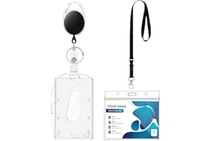 ‎FHLBESTYU Fhlbestyu 1/2 Satz Kartenhülle mit Lanyards, Ausweishalter Transparente und Wasserdichte, Ausweishülle Ausweisclip Kartenhalter Schlüsselanhänger, Work ID, Studentenausweis, Büro Schlüsselband
