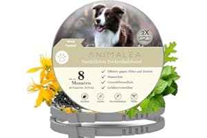 Animalea® [2 Stück] Zeckenhalsband für Hunde - verbesserte Formel mit Schwarzkümmelöl - 100% Natürlich - bis zu 8 Monate wirksamer Schutz gegen Zecken Flöhe Läuse Ungeziefer