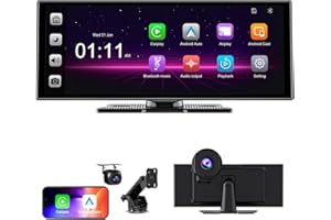 ACCFLY [2025 11" Ultra-Laminated 60FPS Pro-Touchscreen]-1920*720 HD Wireless Car Play Screen for Apple Carplay Android Auto-OTA Updates,HD Front Dashcam & Backup Camera-GPS Navigation,Voice Control,64G Card