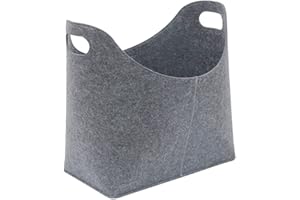 HEMORE Firewood Basket, Foldable Felt Wood Carrier for Firewood, Fireplace Storage Bag, Log Carrier Holder, Magazine Storage Rack Storage Basket for Indoor Outdoor (Gray)